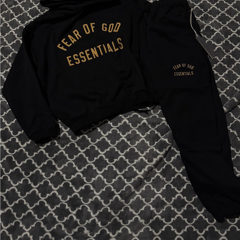 Essentials Black Sweater with Gold Lettering